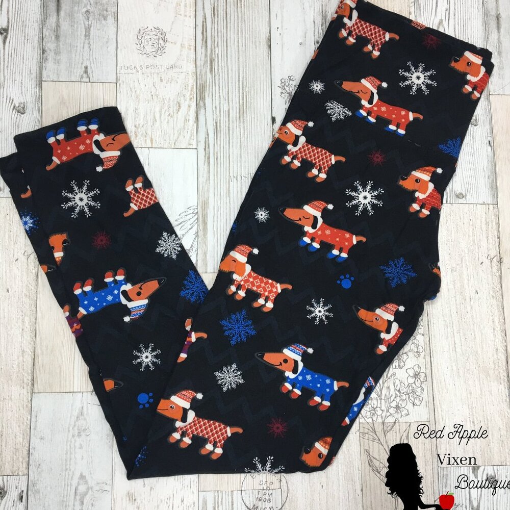 Full Length Winter Dog Print Leggings